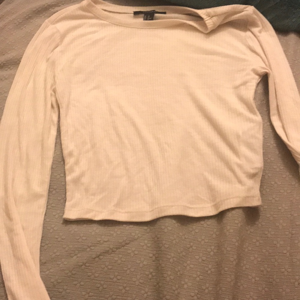 ⬇️⬇️NEW⬇️⬇️Cream ribbed crop top